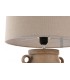 Lámpara sobremesa en gres marrón natural pantalla cilíndrica beige. 2