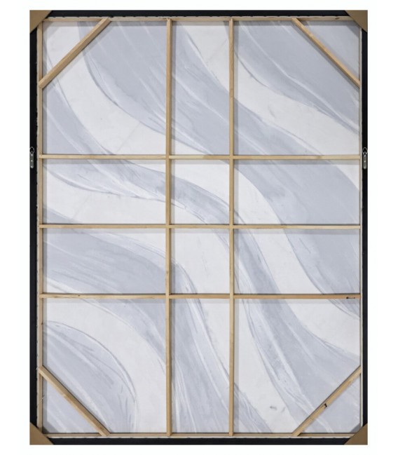 Cuadro abstracto XL azul con textura trenzada y marco negro elegante. 1