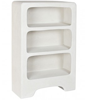 Estantería boho blanca efecto yeso, ideal para decorar con estilo.