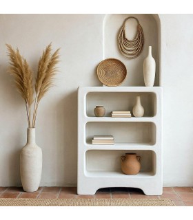 Estantería boho blanca efecto yeso, ideal para decorar con estilo. Mdmhogar