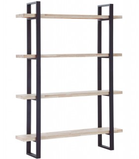 Estantería industrial de roble natural y metal negro con 4 baldas.