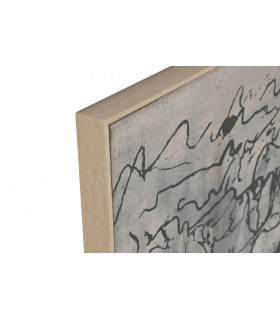 Cuadro horizontal de caballos pintado a mano con marco natural.