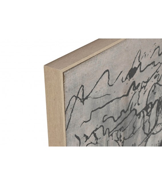 Cuadro horizontal de caballos pintado a mano con marco natural.