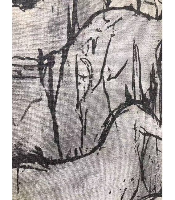 Cuadro horizontal de caballos pintado a mano con marco natural.3