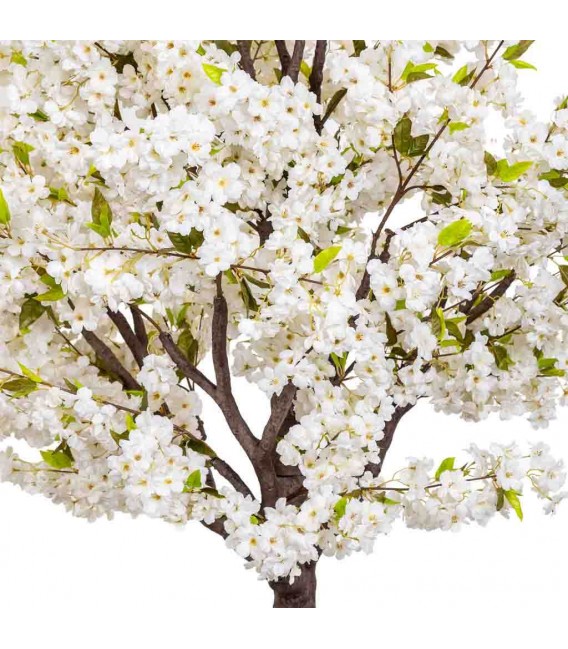 Árbol almendro decorativo XL exterior con hojas blancas y verdes. 3