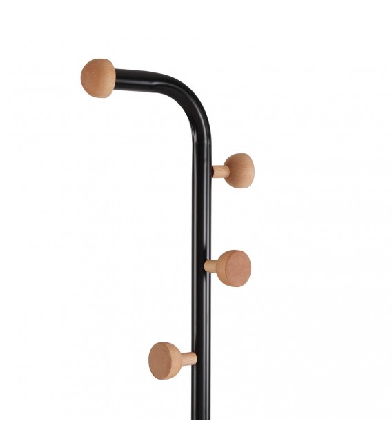 Perchero negro con mármol y madera natural, estilo industrial. 2