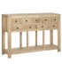 Consola colonial de madera natural con tiradores metálicos negros. 1