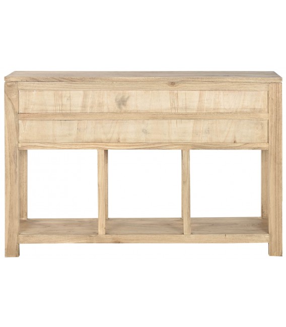 Consola colonial de madera natural con tiradores metálicos negros. 2