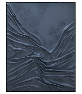 Cuadro azul XL abstracto con marco negro, arte textil moderno.1