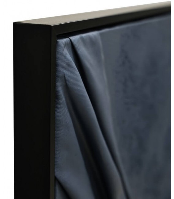 Cuadro azul XL abstracto con marco negro, arte textil moderno.2