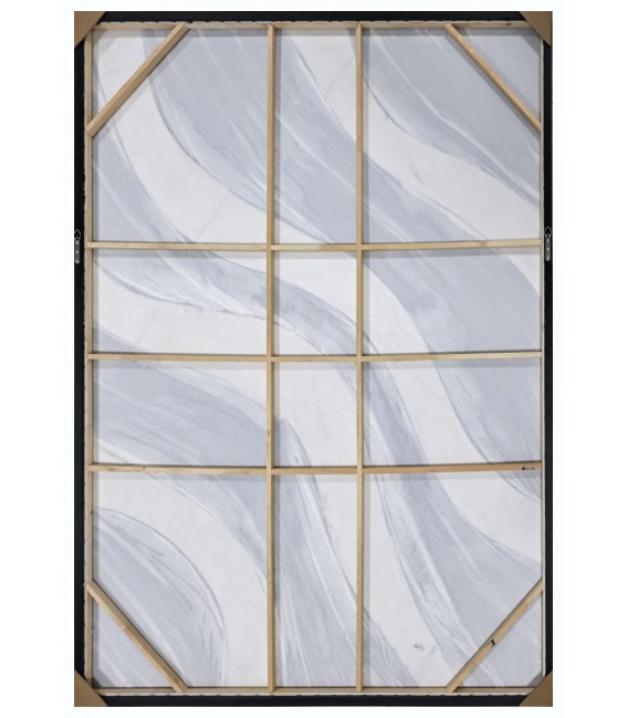 Cuadro azul XL abstracto con marco negro, arte textil moderno.4