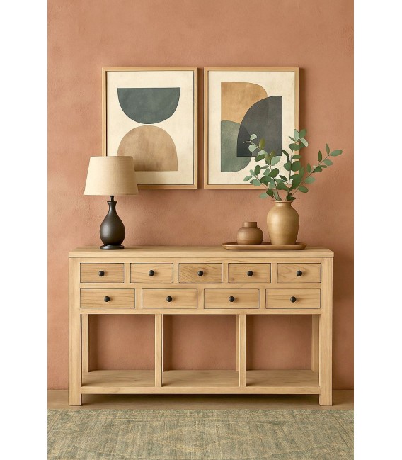 Cuadro azul XL abstracto con marco negro, arte textil moderno. Mdmhogar