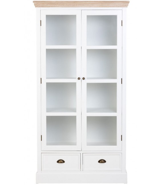 Vitrina rústica blanca y natural para un comedor con encanto. 1