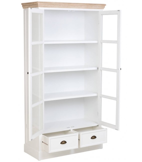 Vitrina rústica blanca y natural para un comedor con encanto. 2