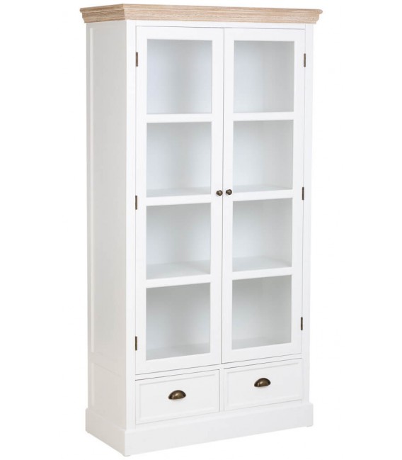 Vitrina rústica blanca y natural para un comedor con encanto.