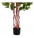 Planta artificial con flores rojas, ideal para decorar interiores. 7