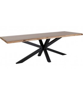 Mesa de comedor XL de madera y hierro negro, estilo industrial.