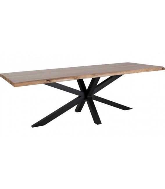 Mesa de comedor XL de madera y hierro negro, estilo industrial.