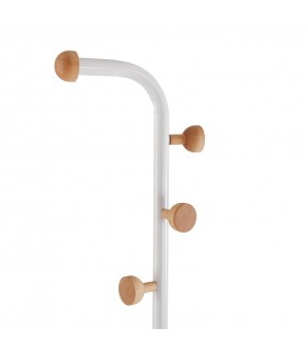 Perchero de pie nórdico en metal blanco, mármol y madera natural. 1