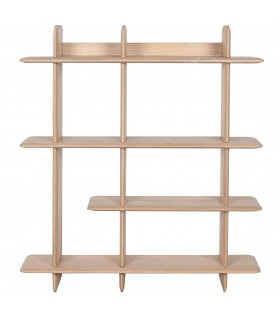 Estantería de pared en madera natural de estilo nórdico minimalista.1