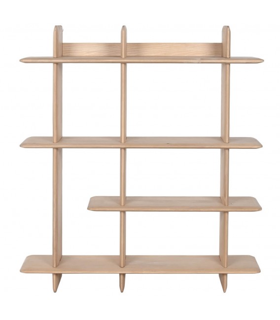 Estantería de pared en madera natural de estilo nórdico minimalista.1