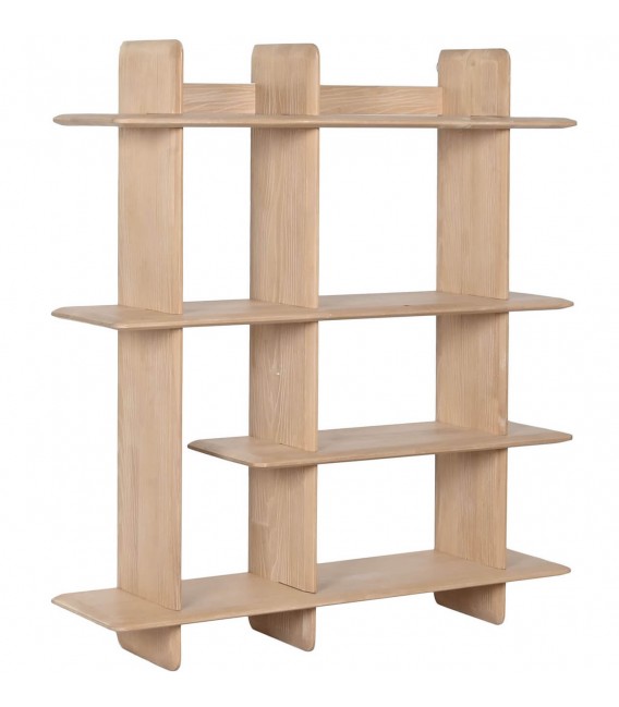 Estantería de pared en madera natural de estilo nórdico minimalista.