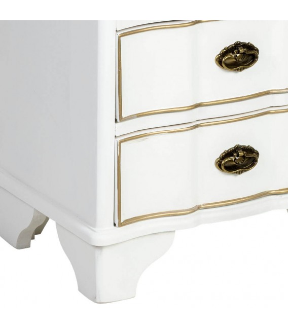 Sinfonier clásico en madera blanca y natural con 6 cajones. 6