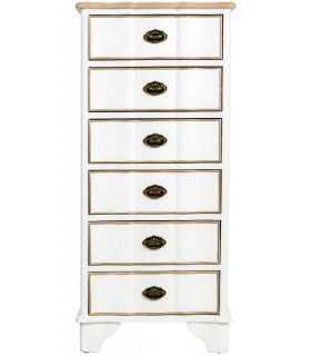 Sinfonier clásico en madera blanca y natural con 6 cajones. 1