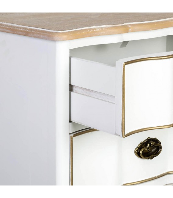 Sinfonier clásico en madera blanca y natural con 6 cajones. 5