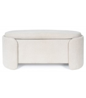Banco pie de cama beige estilo nórdico con almacenaje oculto. 1