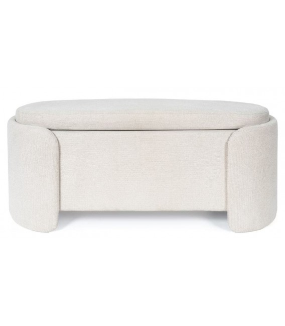 Banco pie de cama beige estilo nórdico con almacenaje oculto. 1
