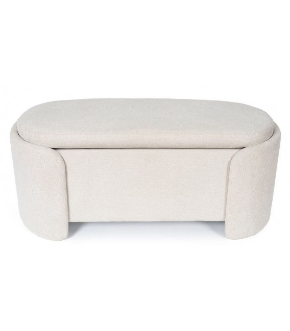 Banco pie de cama beige estilo nórdico con almacenaje oculto. 2