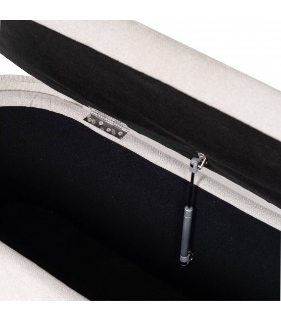 Banco pie de cama beige estilo nórdico con almacenaje oculto. 4