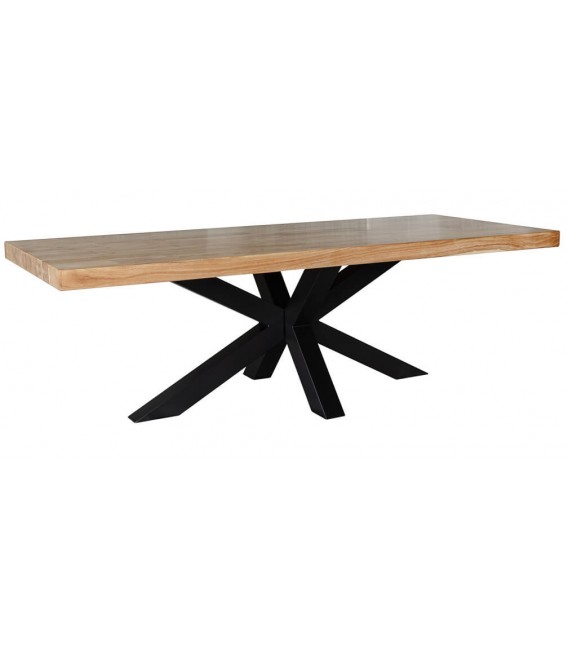 Mesa de comedor XL industrial en madera maciza de acacia y hierro.