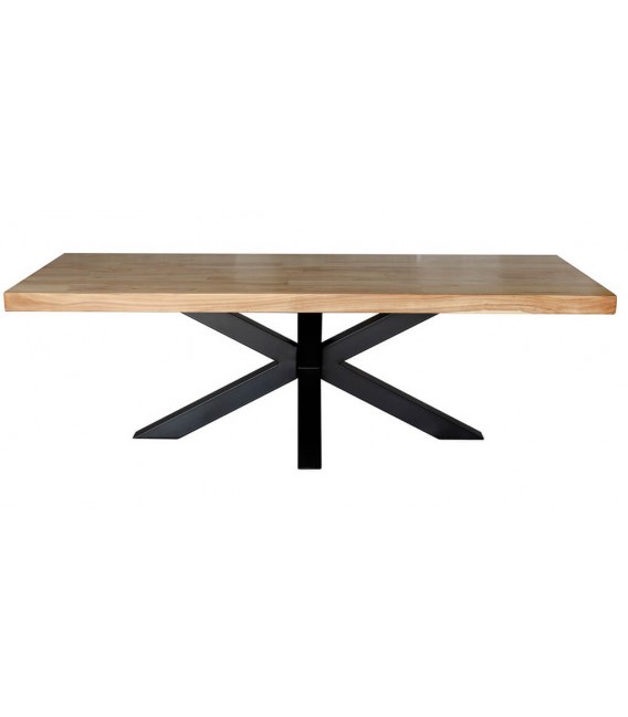 Mesa de comedor XL industrial en madera maciza de acacia y hierro. 1