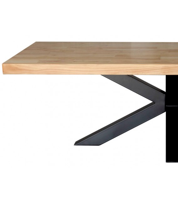 Mesa de comedor XL industrial en madera maciza de acacia y hierro. 2