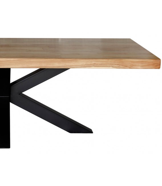 Mesa de comedor XL industrial en madera maciza de acacia y hierro. 3