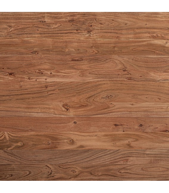 Mesa de comedor industrial en madera natural y hierro negro.6