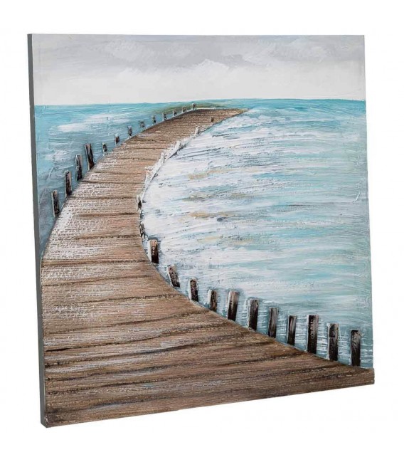 Cuadro marinero con relieve inspirado en pasarela costera. 1