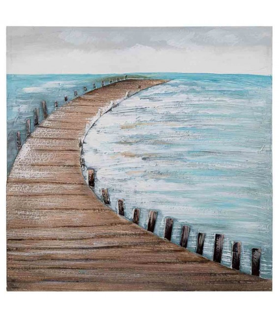 Cuadro marinero con relieve inspirado en pasarela costera.