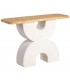 Consola ibicenca en blanco yeso con tapa en madera natural.