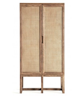 ARMARIO ALACENA 85 X 41 X 171 BRENO MADERA Y RATAN NATURAL
