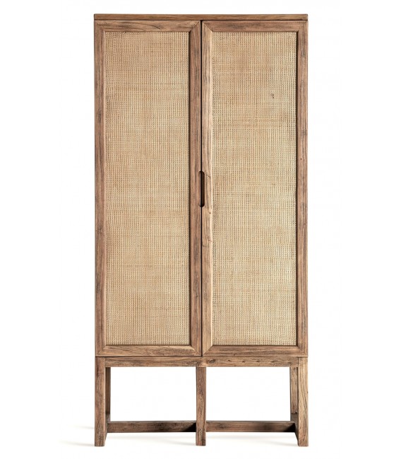 ARMARIO ALACENA 85 X 41 X 171 BRENO MADERA Y RATAN NATURAL