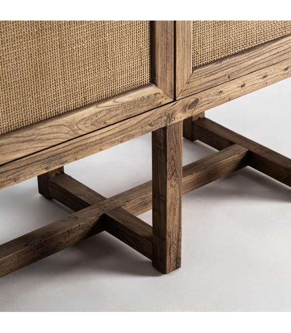 ARMARIO ALACENA 85 X 41 X 171 BRENO MADERA Y RATAN NATURAL