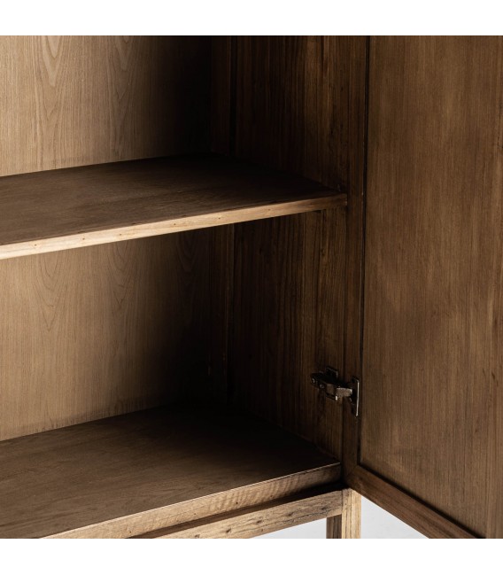 ARMARIO ALACENA 85 X 41 X 171 BRENO MADERA Y RATAN NATURAL