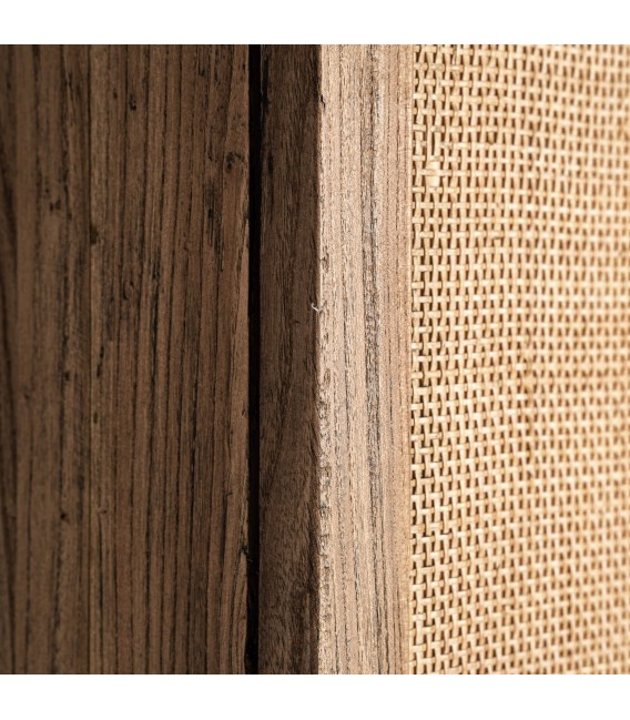 ARMARIO ALACENA 85 X 41 X 171 BRENO MADERA Y RATAN NATURAL