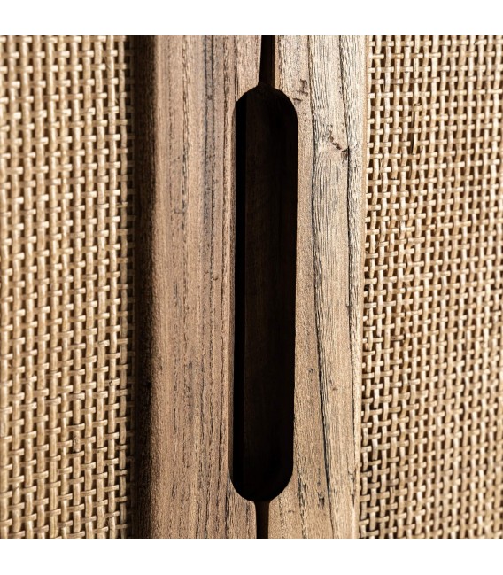 ARMARIO ALACENA 85 X 41 X 171 BRENO MADERA Y RATAN NATURAL