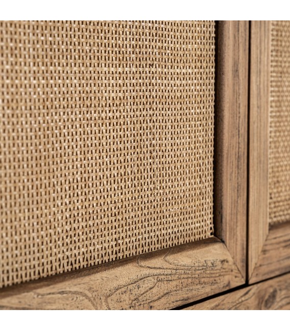 ARMARIO ALACENA 85 X 41 X 171 BRENO MADERA Y RATAN NATURAL
