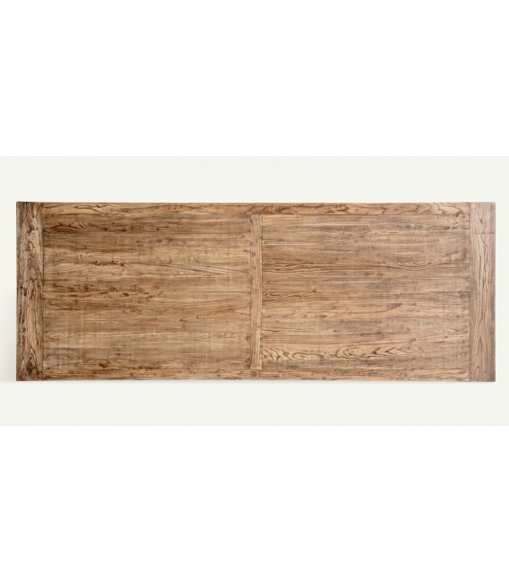Mesa de comedor boho XXL en madera natural patinada marrón. 2