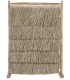 Biombo boho de madera y fibras naturales, ligero y decorativo.